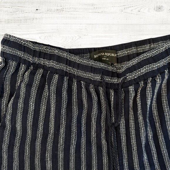 J Crew Wide Leg Blue and White Striped pants Linen XS - Picture 2 of 3